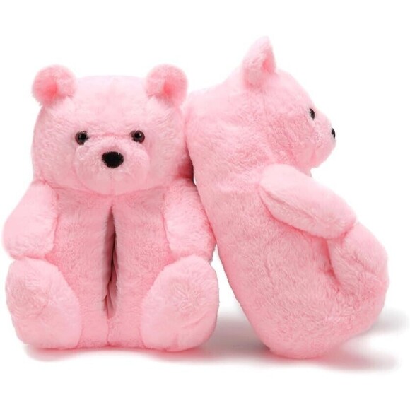 Teddy Bears Slippers For Women Fluffy Shoe Cute House Animal Slippers Fuzzy Pink - Picture 1 of 6